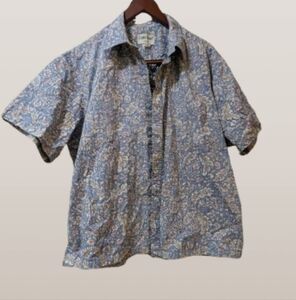 Vintage Hawaiian Men's Button Down Shirt Blue Multicolor